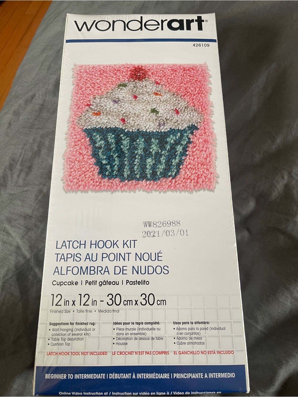 WonderArt Cupcake Latch Hook Kit - Pink & Blue Accent